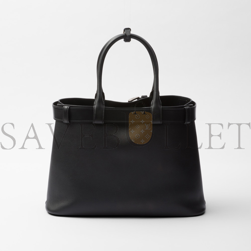 PRADA BUCKLE LARGE LEATHER HANDBAG WITH BELT 1BA416 (37*27*14cm)