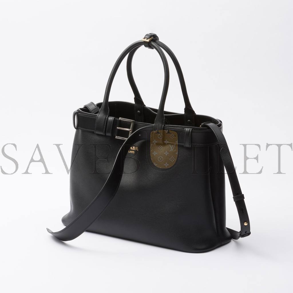 PRADA BUCKLE LARGE LEATHER HANDBAG WITH BELT 1BA416 (37*27*14cm)