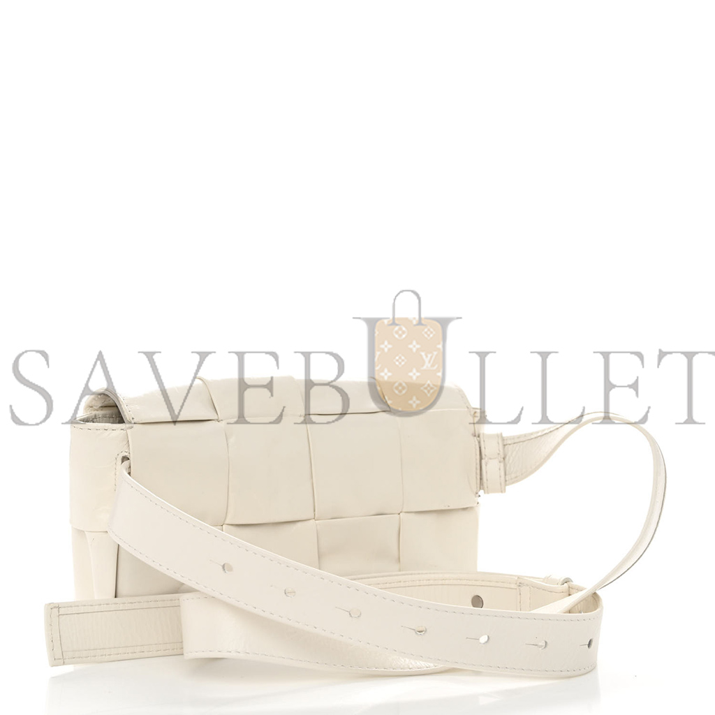 BOTTEGA VENETA PAPER CALFSKIN INTRECCIATO CASSETTE BELT BAG WHITE  (18*10*4cm)