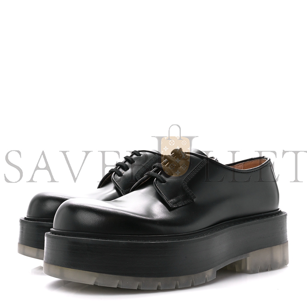 BOTTEGA VENETA CALFSKIN PLATFORM DERBY SHOES 38 BLACK 