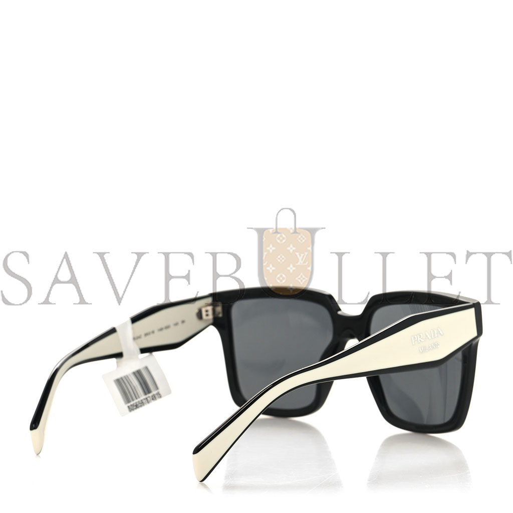 PRADA ACETATE SQUARE SUNGLASSES SPR 24Z BLACK WHITE