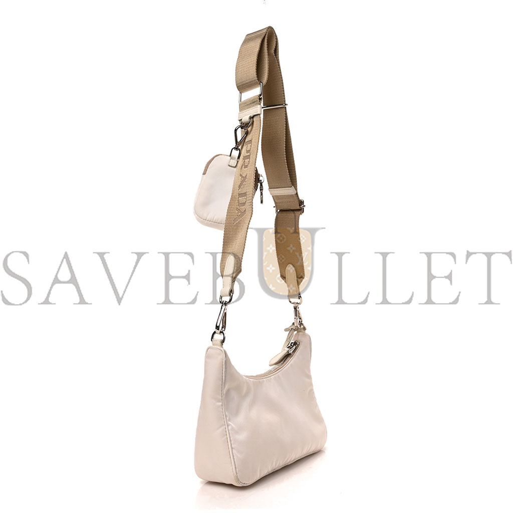 PRADA NYLON RE-EDITION 2005 SHOULDER BAG WHITE (22*13*8cm) PRADA NYLON RE-EDITION 2005 SHOULDER BAG WHITE (22*13*8cm)