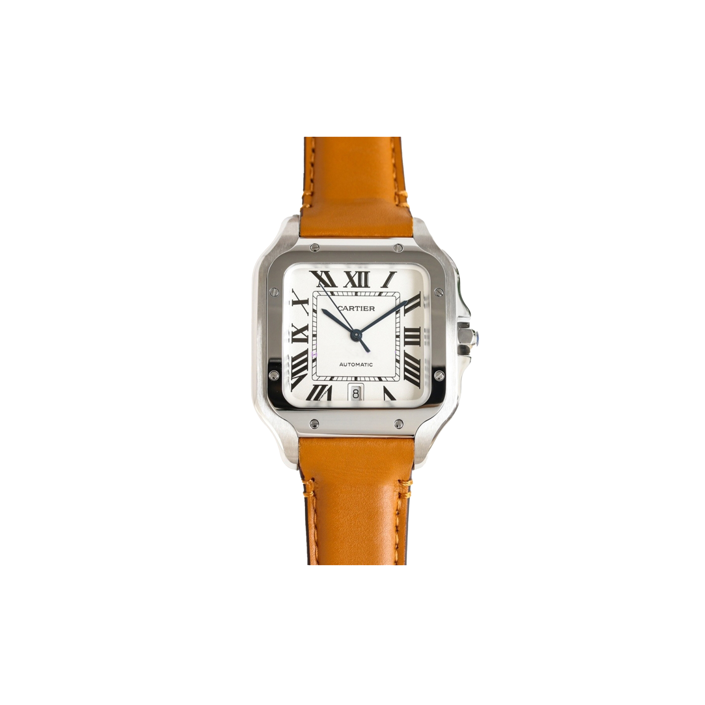 CARTIER SANTOS 39.8MM LEATHER WATCH WSSA0018