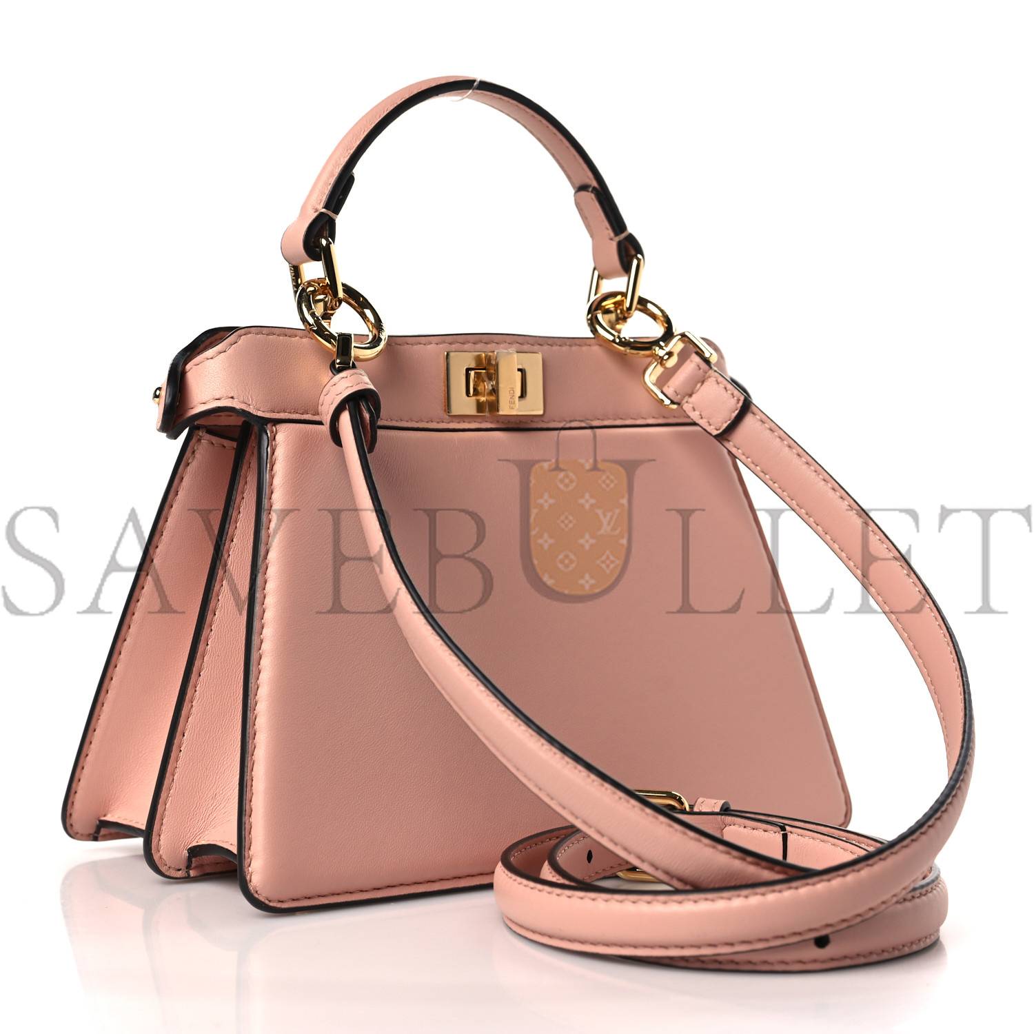 FENDI SHINY NAPPA PETITE PEEKABOO I SEE U SATCHEL BABY PINK (20*15*11cm)