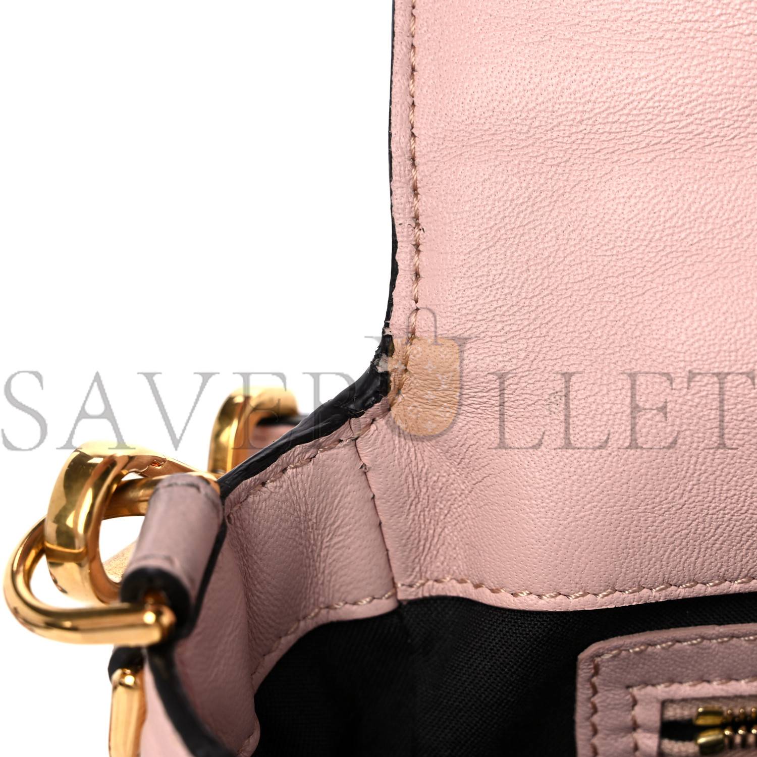 FENDI NAPPA FF 1974 EMBOSSED BAGUETTE ROSA QUARZO (27*15*5cm)