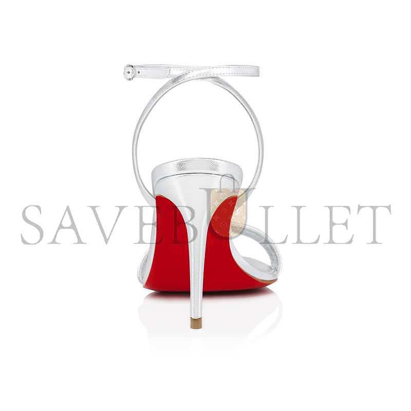 CHRISTIAN LOUBOUTIN LOUBIGIRL 85 MM STRAPPY SANDALS-IRIDESCENT LEATHER-SILVER-WOMEN 1240041S211