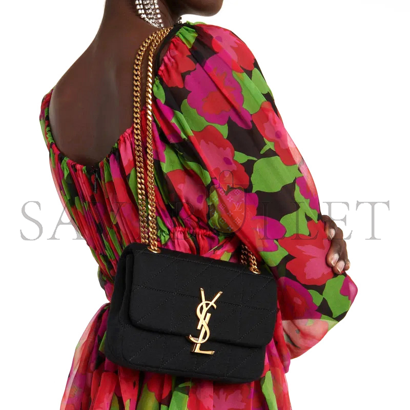YSL JAMIE SMALL QUILTED SHOULDER BAG IN JERSEY 698162671812 (16*13*5cm)