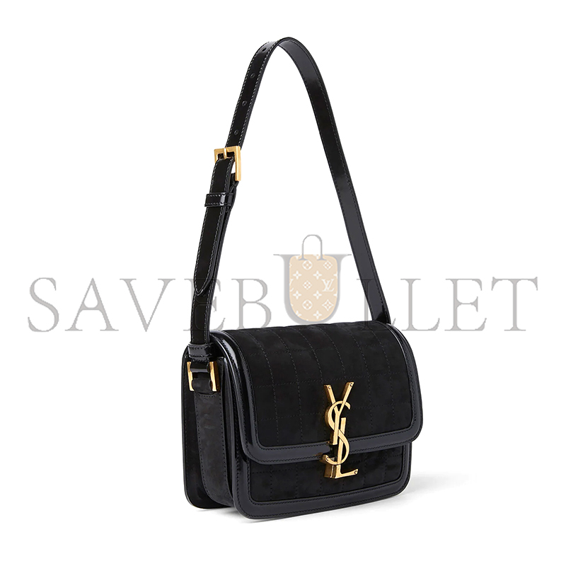 YSL SOLFERINO SMALL IN QUILTED NUBUCK SUEDE AND BRUSHED LEATHER 739139AABR91000 (18.5*14*6cm)