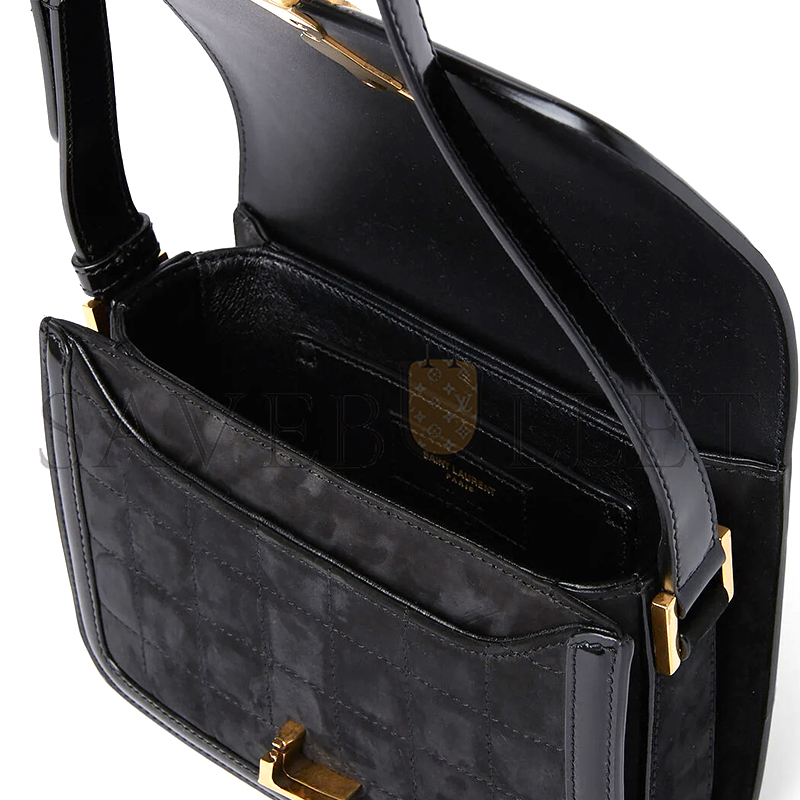 YSL SOLFERINO SMALL IN QUILTED NUBUCK SUEDE AND BRUSHED LEATHER 739139AABR91000 (18.5*14*6cm)