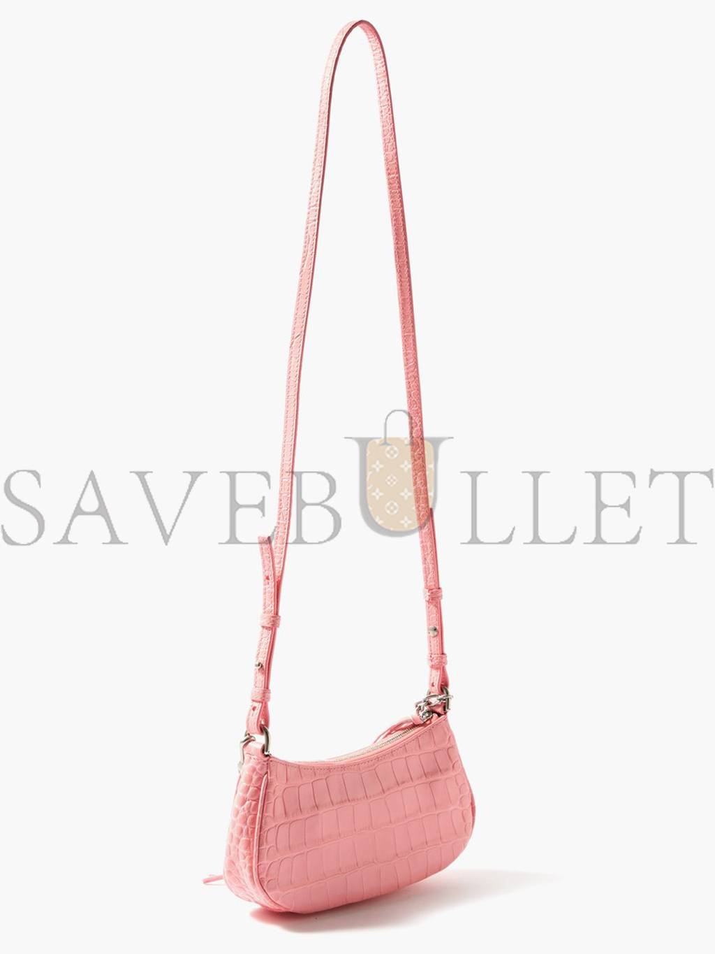 BALENCIAGA PINK LE CAGOLE MINI CROC-EFFECT LEATHER SHOULDER BAG MATCHESFASHION US (20*10*3.5cm)