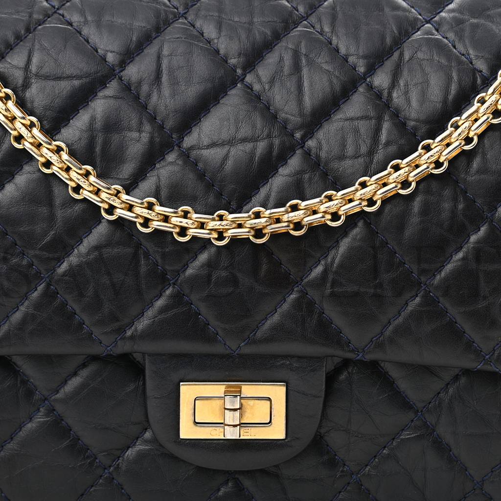 CHANEL CALFSKIN QUILTED 2.55 REISSUE 226 FLAP NAVY BLUE (27*17*9cm)