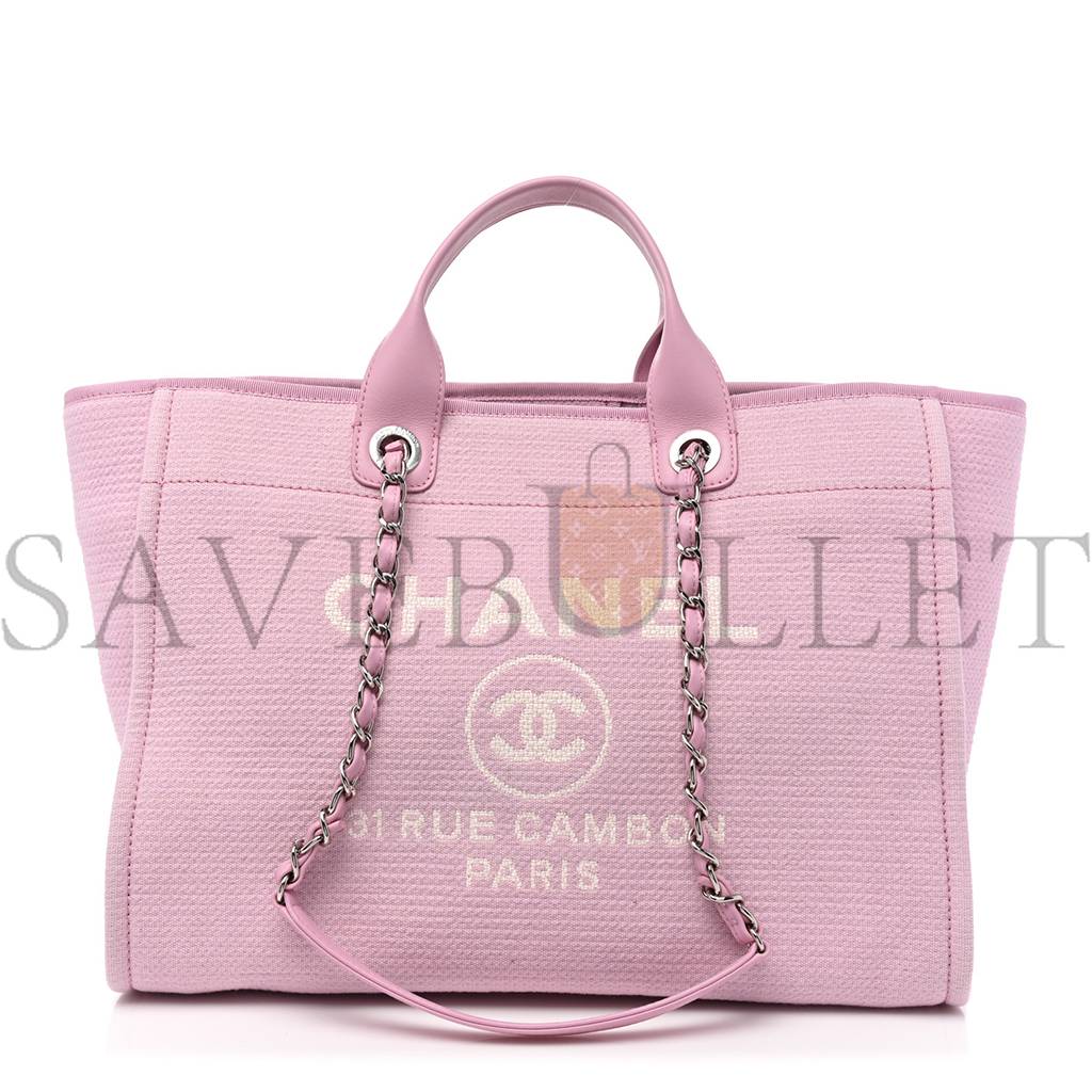 CHANEL MIXED FIBERS MEDIUM DEAUVILLE TOTE PINK (38*28*19cm)