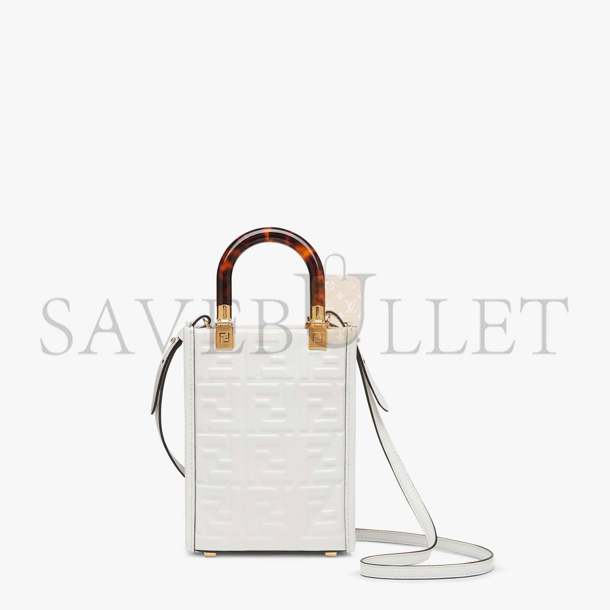 FENDI MINI SUNSHINE SHOPPER - WHITE LEATHER MINI BAG 8BS051AMCIF0QVL (18*13*6.5cm)