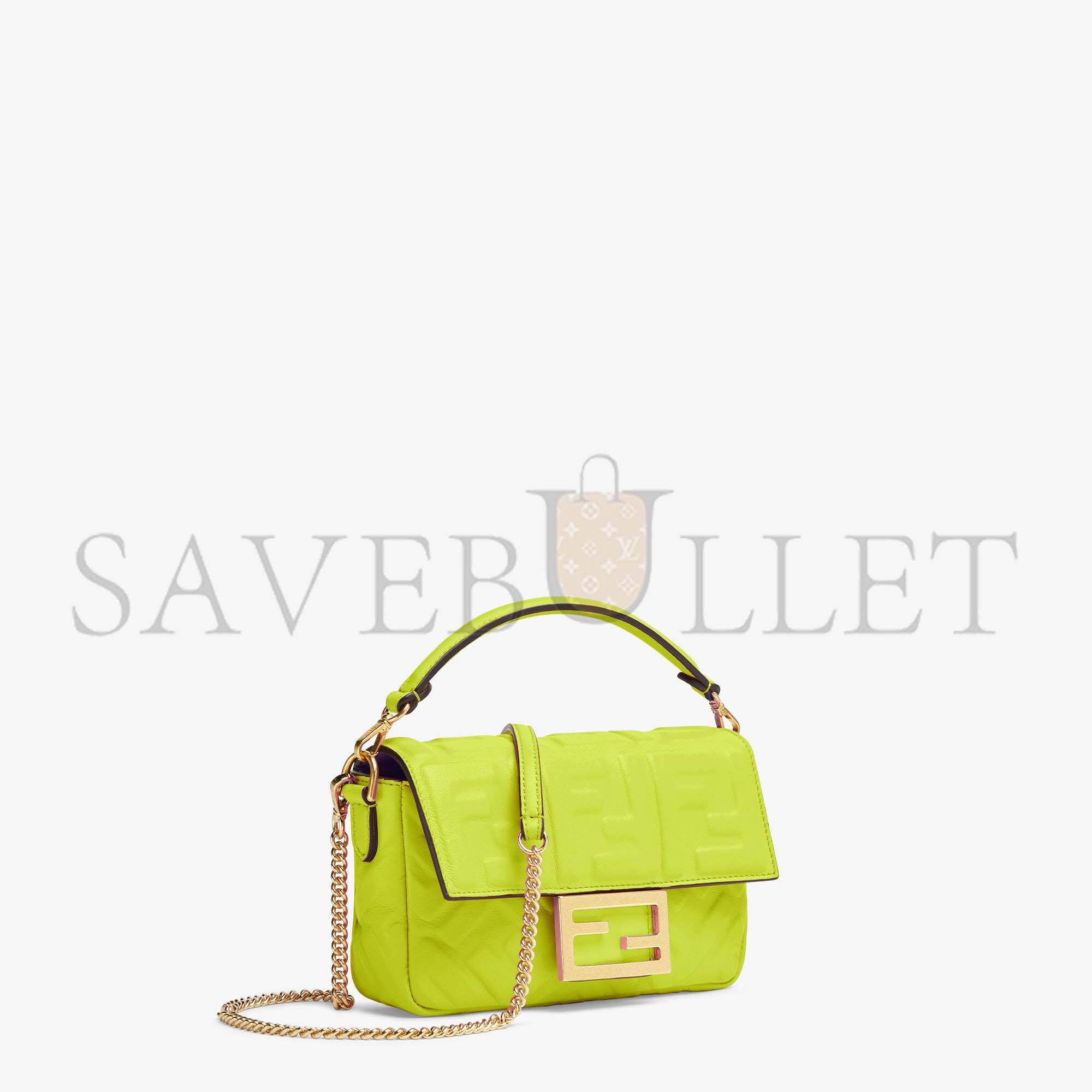 FENDI BAGUETTE MINI - ACID GREEN NAPPA LEATHER BAG 8BS017A72VF1JCM (19*11.5*4cm)