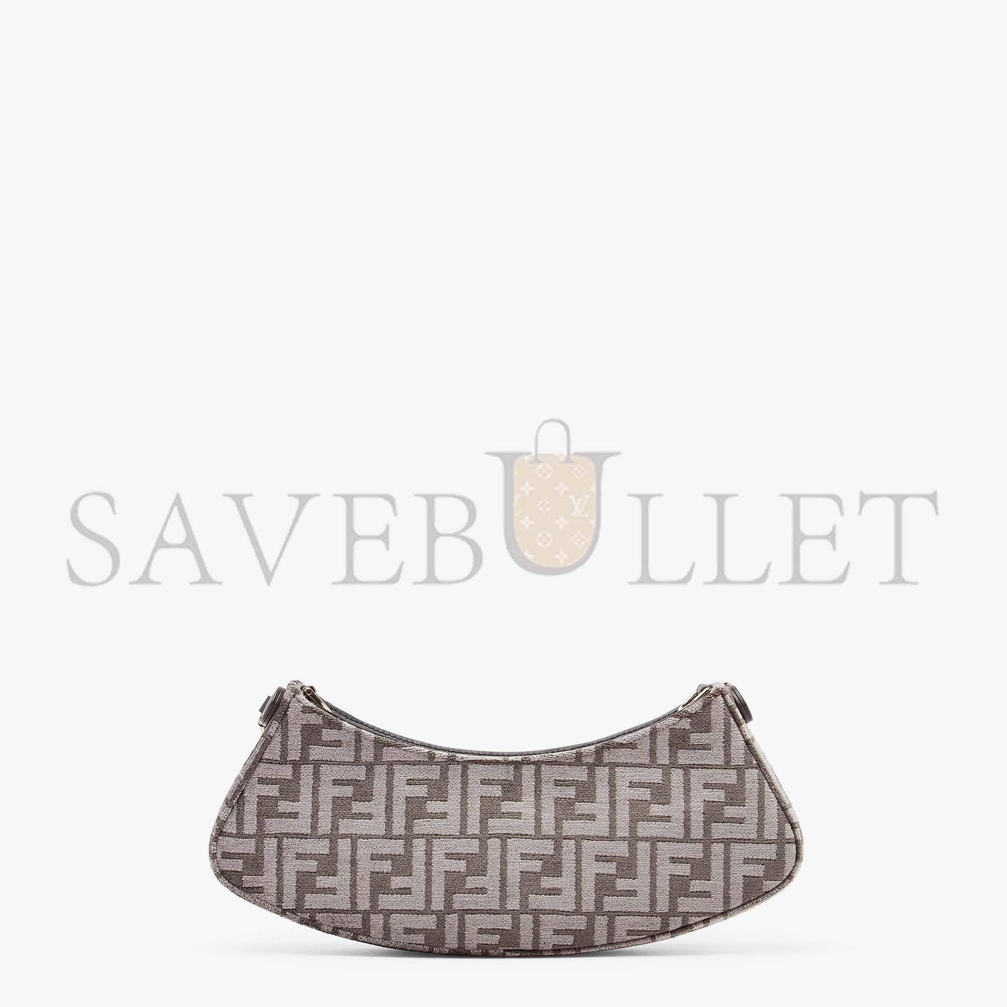 FENDI O’LOCK SWING - DARK GRAY TAPESTRY FABRIC POUCH 8BS068AL9QF1IVG (32*11*5cm)