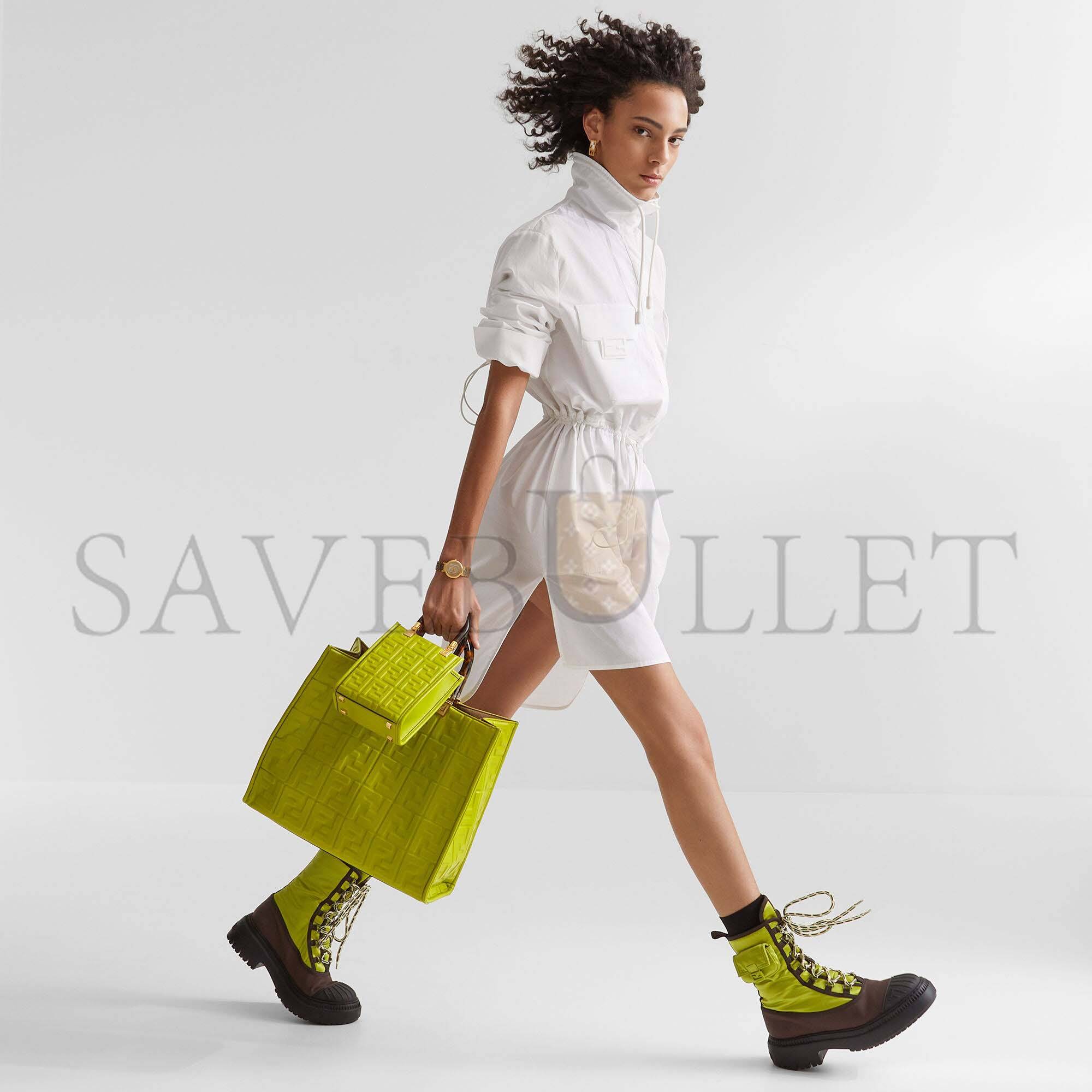 FENDI MINI SUNSHINE SHOPPER - ACID GREEN LEATHER MINI-BAG 8BS051AMCIF1JCP (18*13*6.5cm)