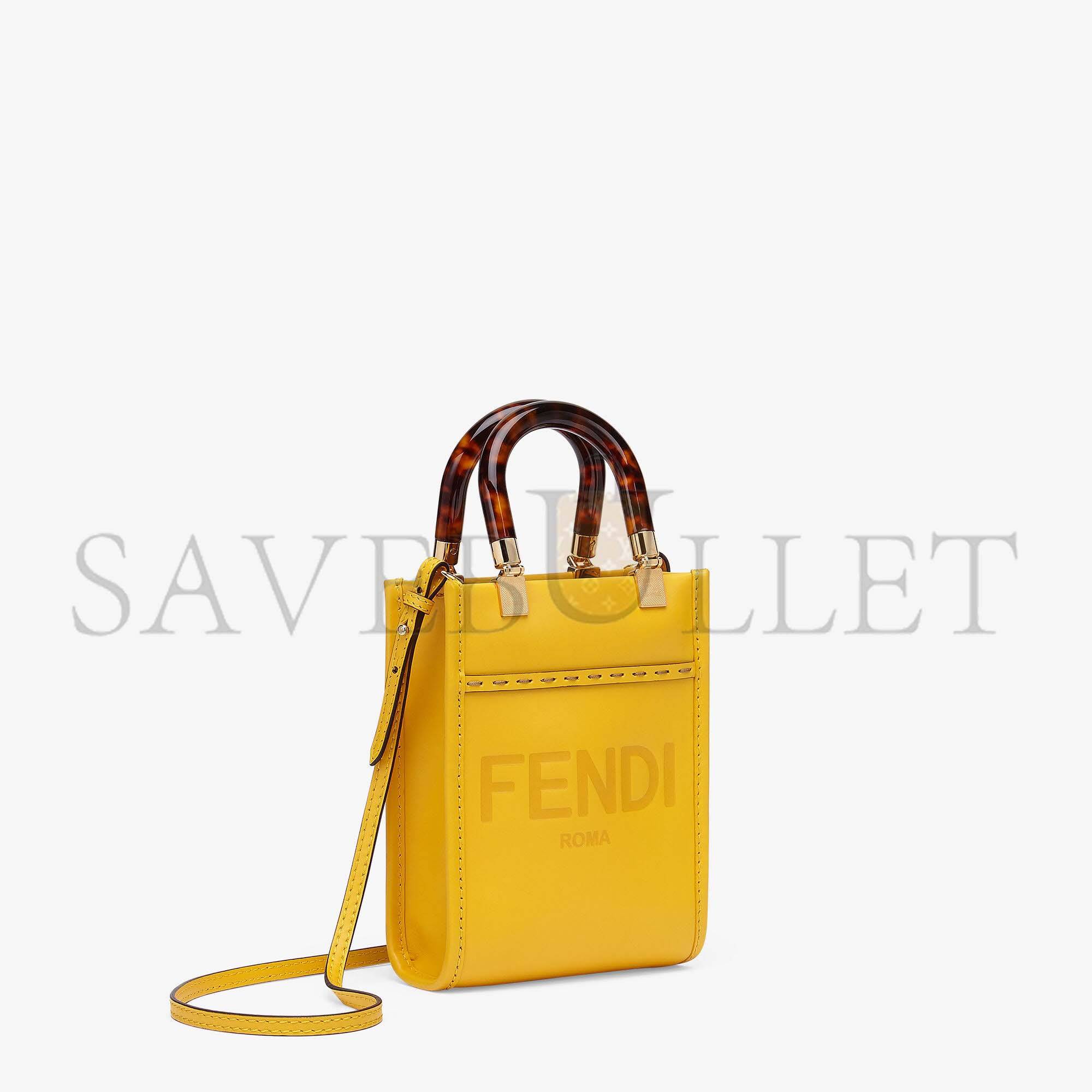 FENDI MINI SUNSHINE SHOPPER - YELLOW LEATHER MINI-BAG 8BS051ABVLF192E (18*13*6.5cm)