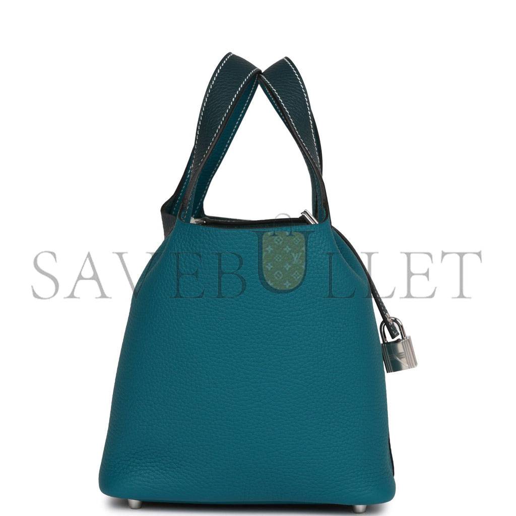 HERMES PICOTIN LOCK 18 CASAQUE VERT CYPRESS AND VERT BOSPHORE PALLADIUM HARDWARE(18*13*18cm)