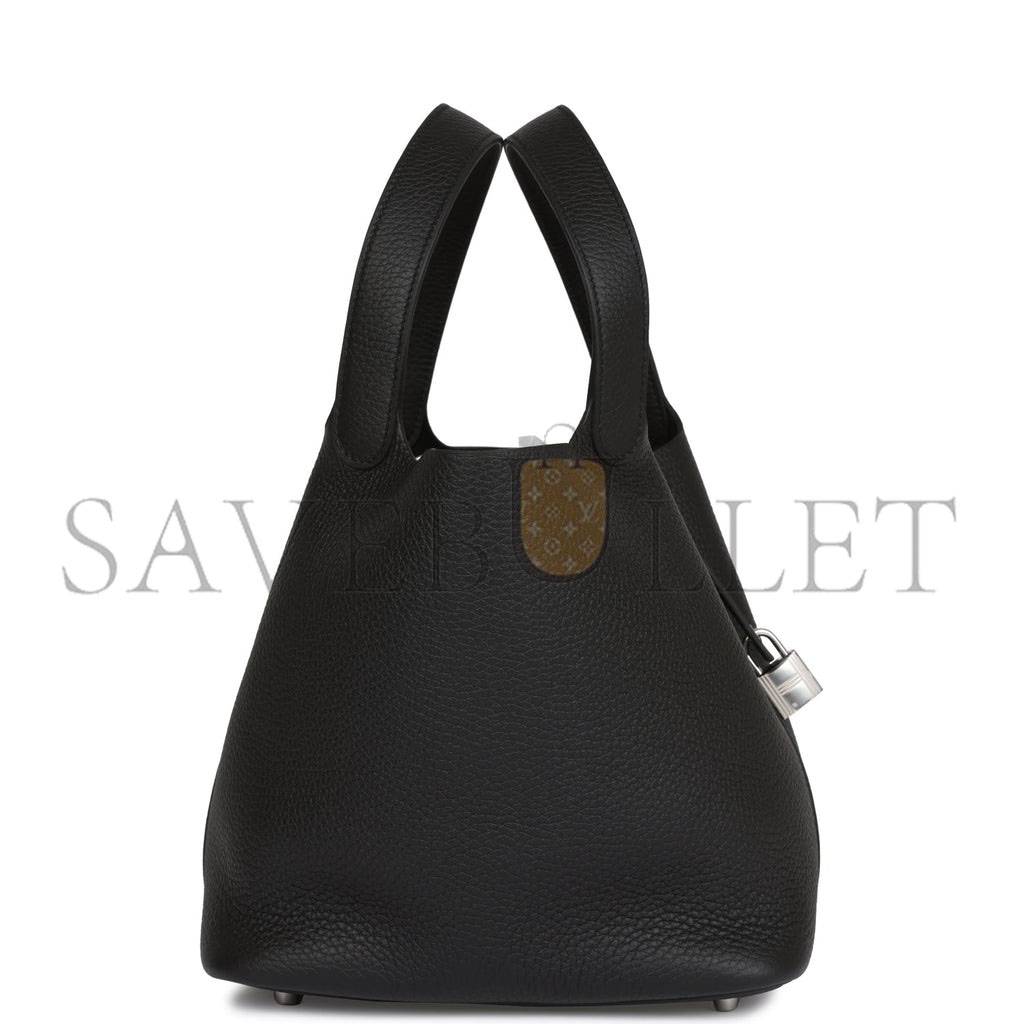 HERMES BLACK CLEMENCE PICOTIN LOCK 22CM PALLADIUM HARDWARE  (22cm)