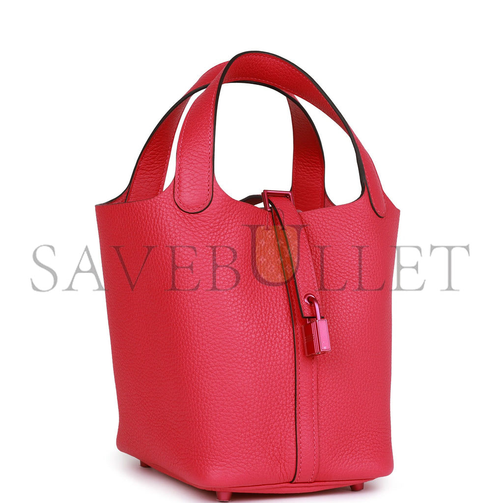 HERMES MONOCHROME PICOTIN 18 ROSE MEXICO CLEMENCE PINK HARDWARE  (18*12*19cm)