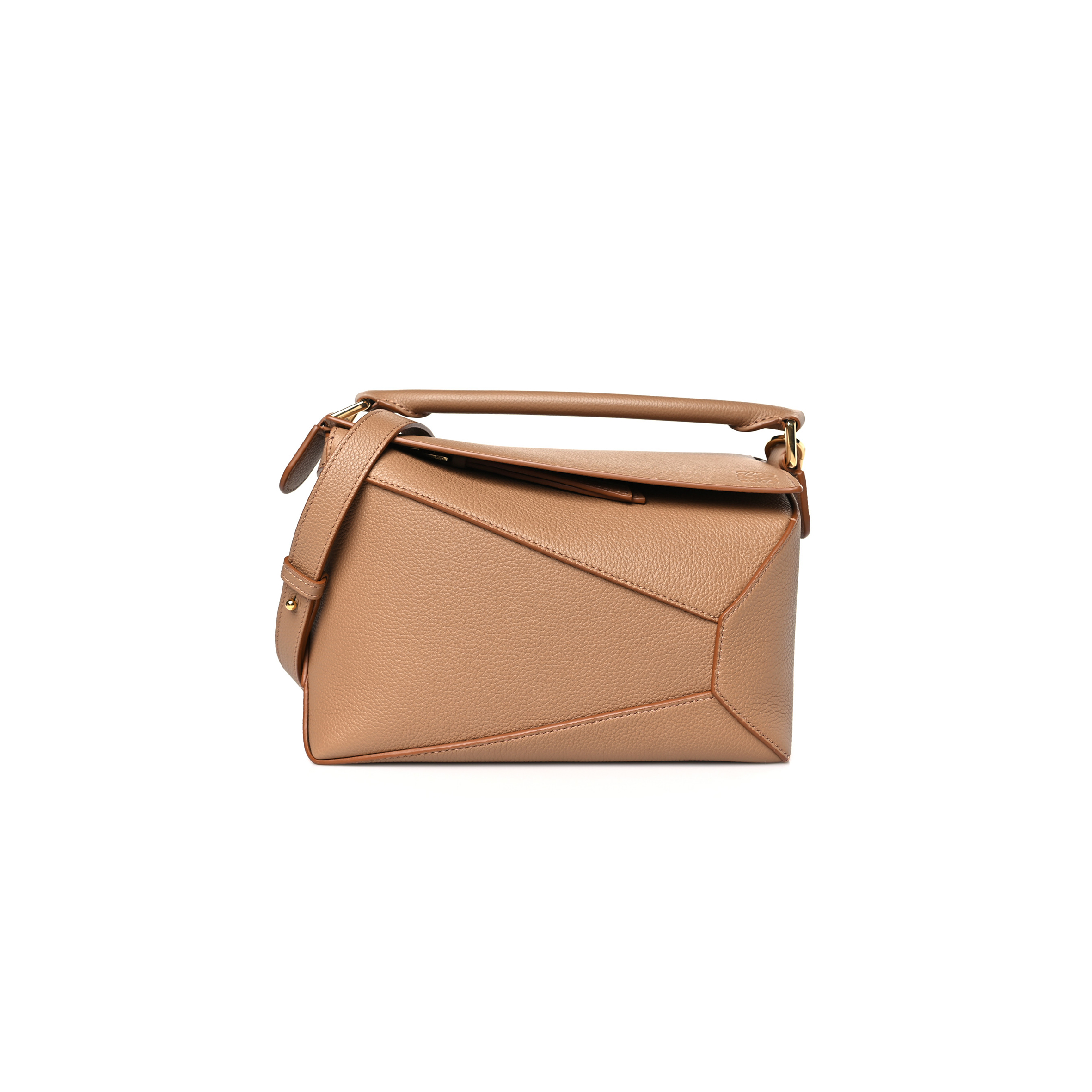 LOEWE GRAINED CALFSKIN SMALL PUZZLE EDGE BAG TOFFEE (24*16.5*10.5cm)