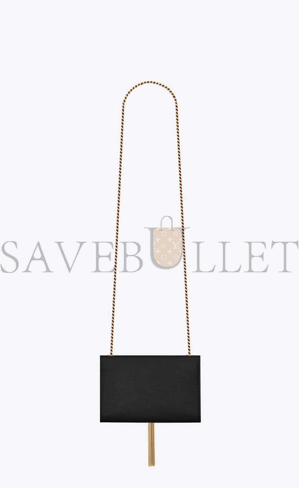 YSL KATE SMALL CHAIN BAG WITH TASSEL IN GRAIN DE POUDRE EMBOSSED LEATHER 474366BOW0J1000 (20*12.5*5cm)