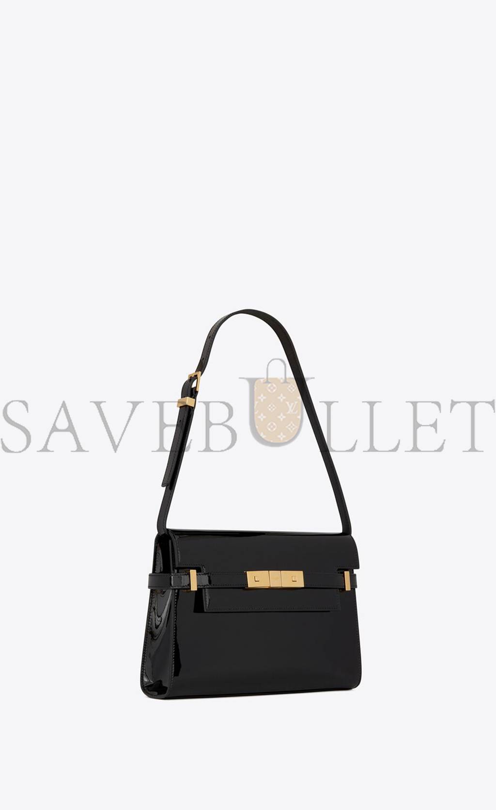 YSL MANHATTAN SMALL SHOULDER BAG IN PATENT LEATHER 675626B870J1000 (24*17.5*6cm)