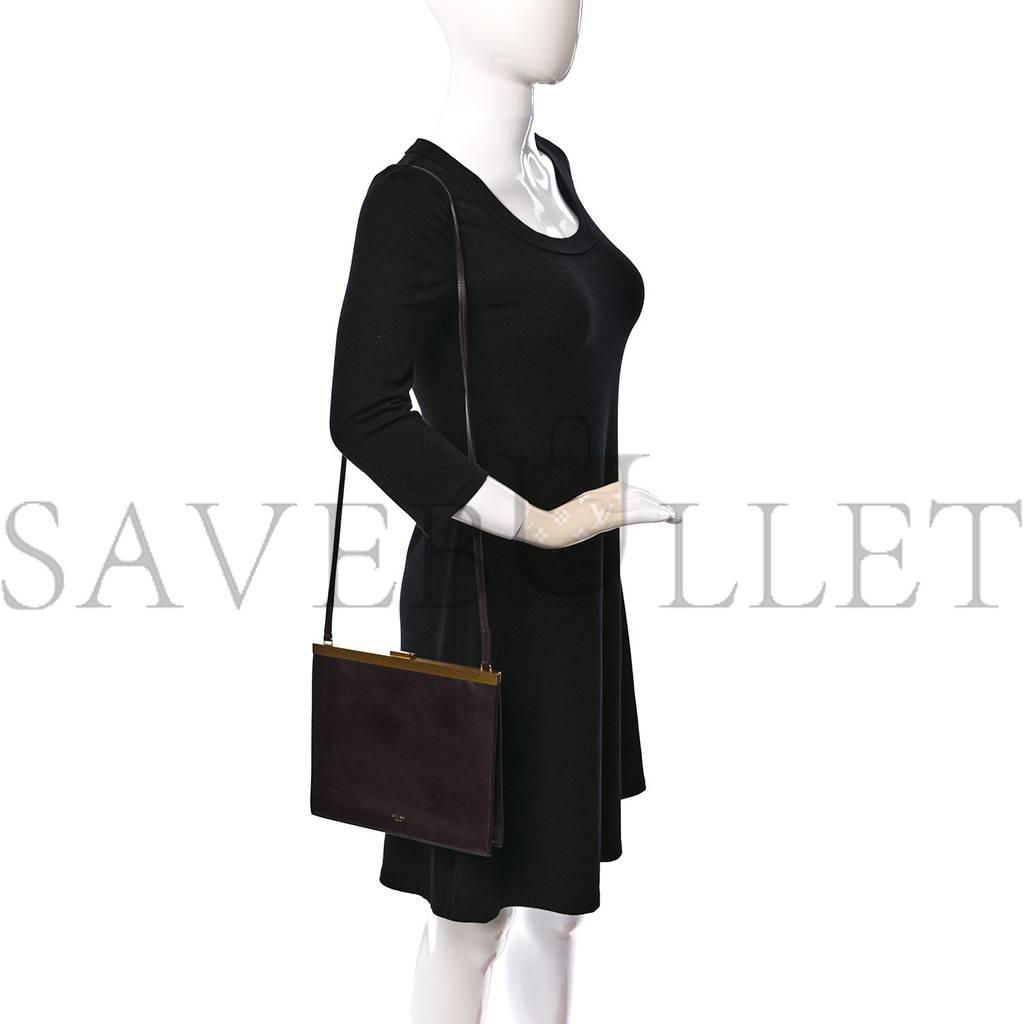 CELINE SMOOTH CALFSKIN MINI CLASP BAG BORDEAUX (23*20*3cm)