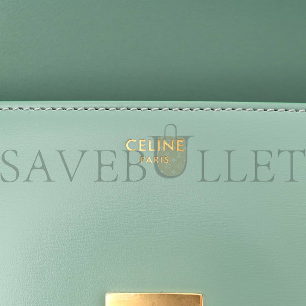 CELINE SHINY CALFSKIN TRIOMPHE SHOULDER BAG CELADON (20*12*4cm)