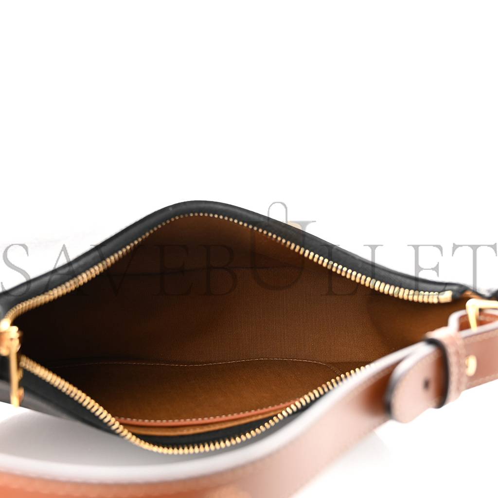 CELINE CANVAS CALFSKIN AVA TRIOMPHE SHOULDER BAG TAN (25*19*7cm)