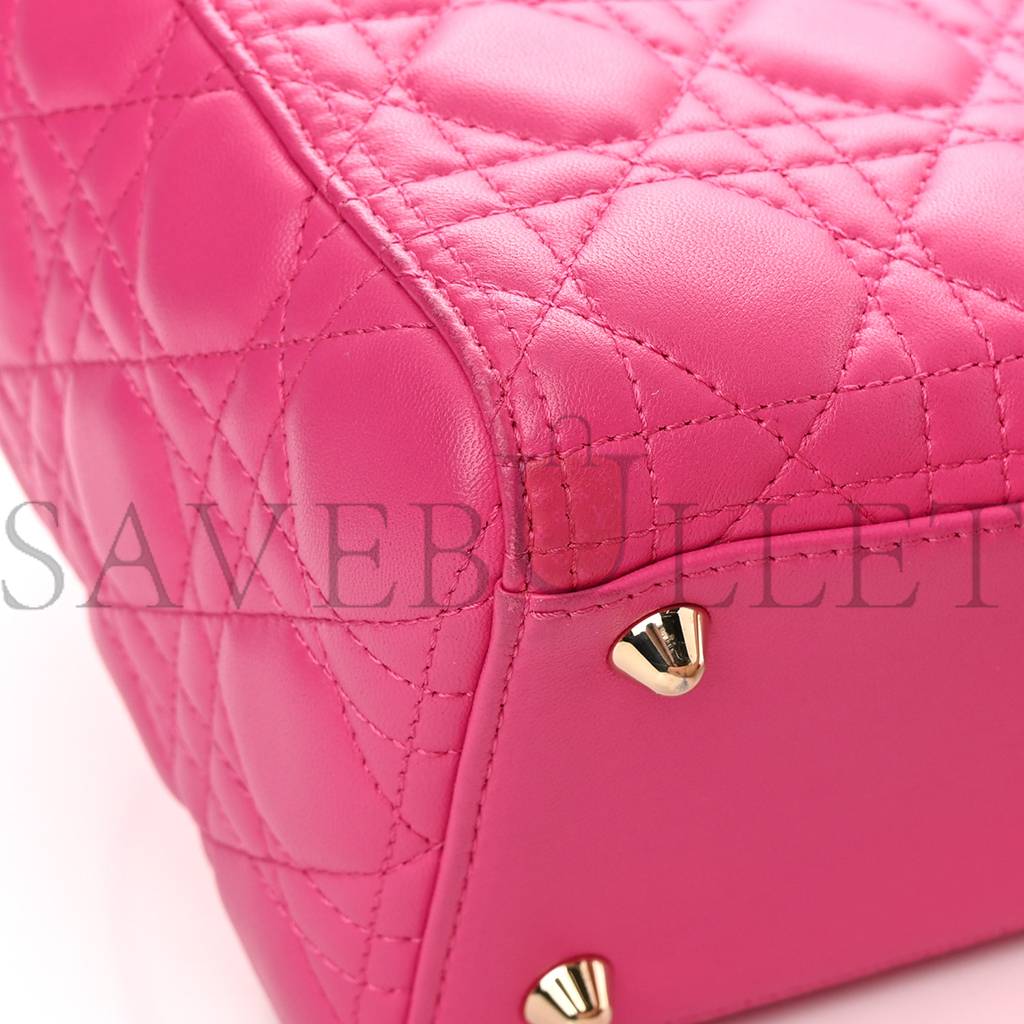 DIOR LAMBSKIN CANNAGE LARGE LADY DIOR FUCHSIA (32*25*8.9cm)