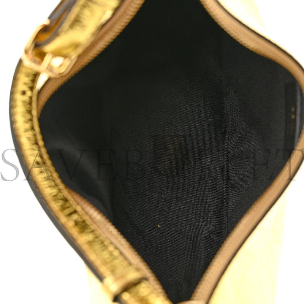 FENDI LAMINATED CRAQUELE LAMBSKIN SMALL FENDIGRAPHY HOBO GOLD (27*23*10cm)