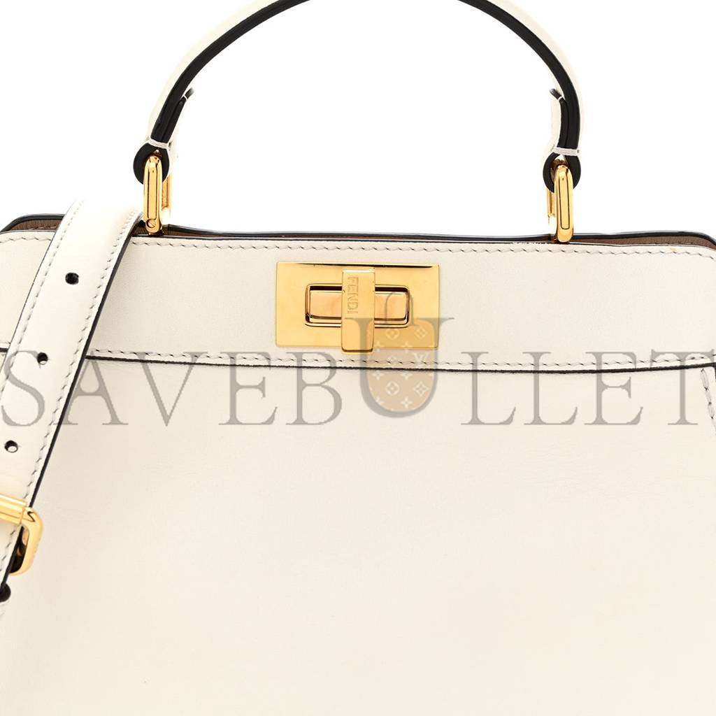 FENDI SHINY NAPPA PETITE PEEKABOO I SEE U SATCHEL WHITE (27*21*10cm)