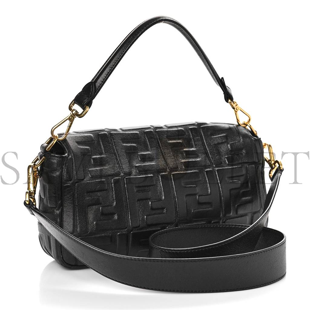 FENDI NAPPA FF 1974 EMBOSSED BAGUETTE BLACK (27*15*6cm) 