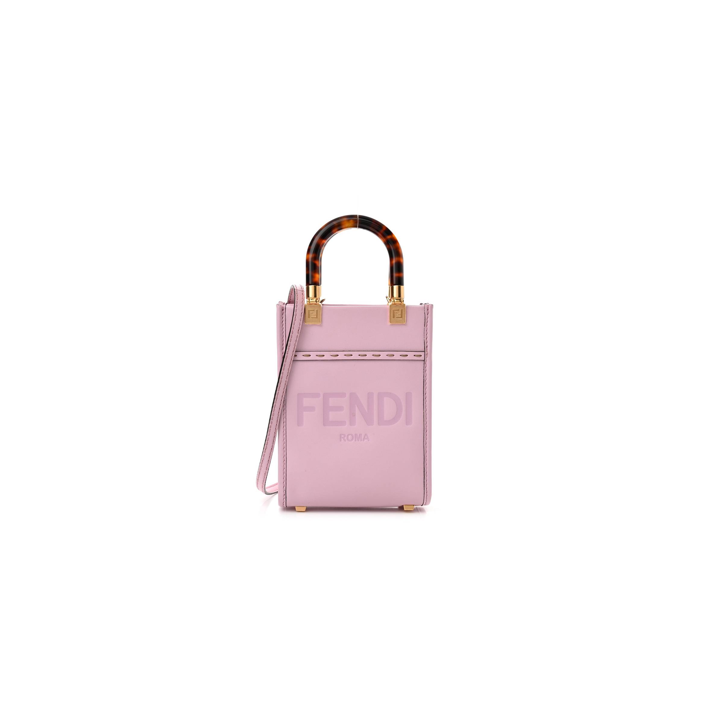 FENDI VITELLO KING PLEXIGLASS MINI FENDI SUNSHINE SHOPPER TOTE LAVANDA (17*13*5cm)