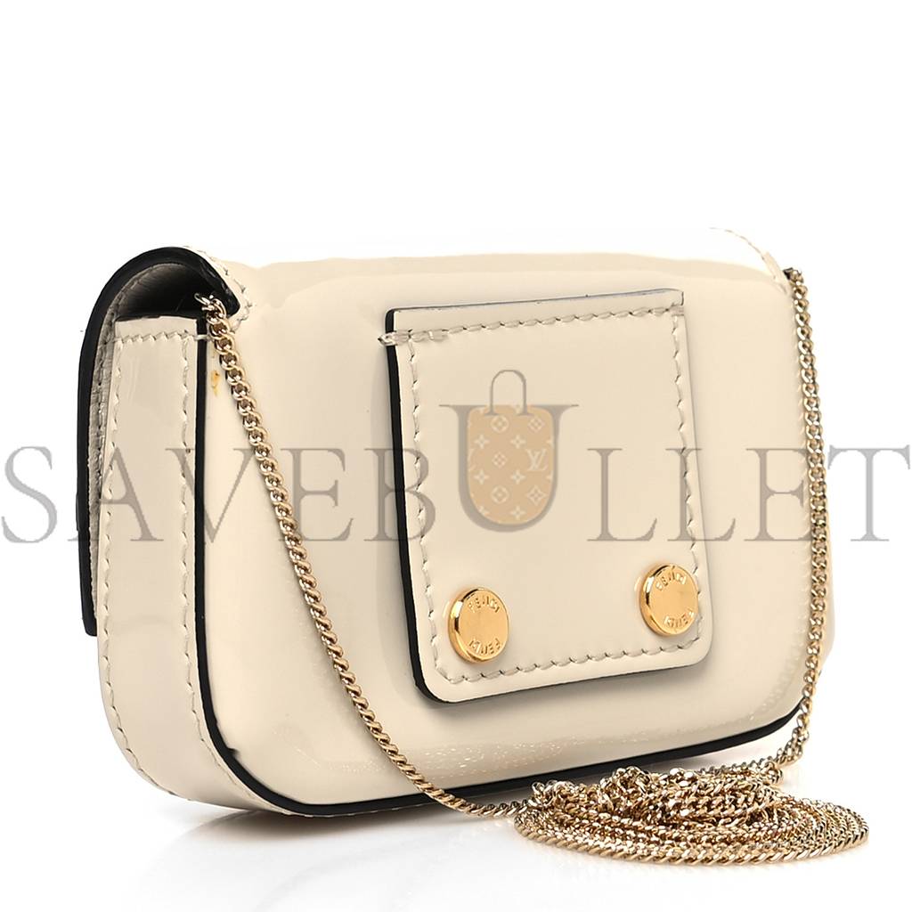 FENDI PATENT NANO BAGUETTE BELT CHARM WHITE (10*7*2cm)