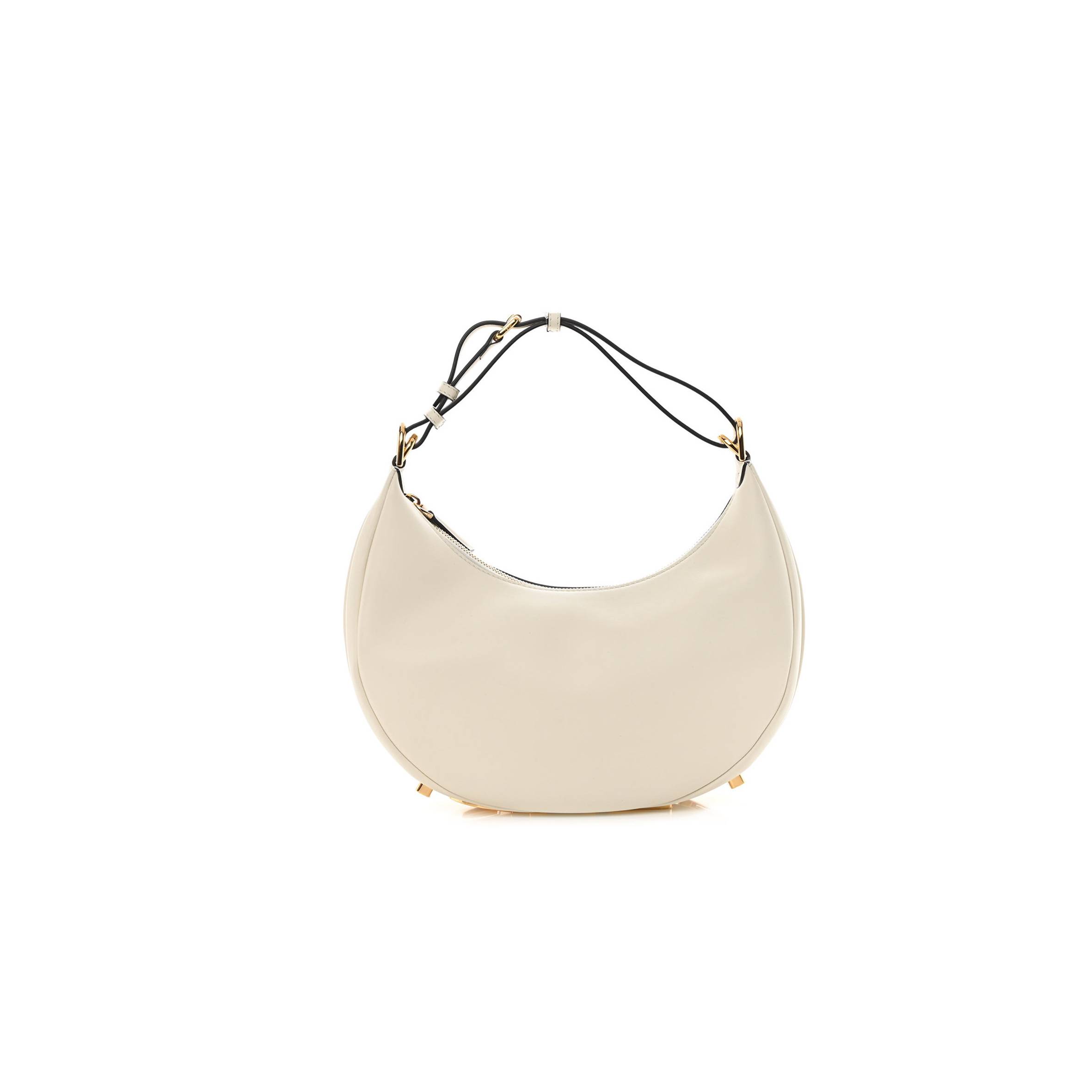 FENDI VITELLO GRACE MATTE SMALL FENDIGRAPHY HOBO BAG WHITE ICE (28*21*8cm)